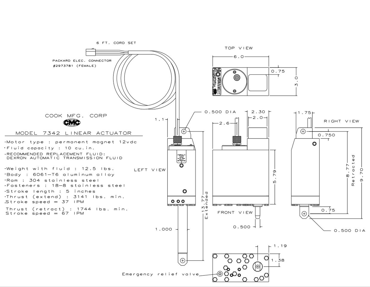 Schematic drawing of CMC and T-H Marine 7342 High Speed Hydraulic Actuator