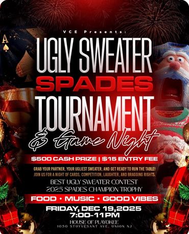 Ugly Sweater spades tournament in game night