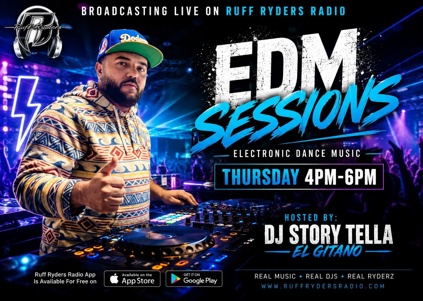 DJ Story Tella hosts EDM Sessions every Thursday on Ruff Ryders Radio.