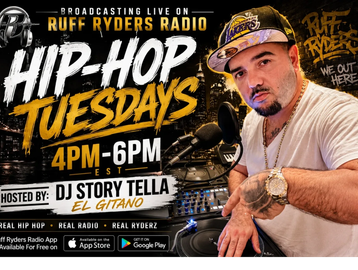 Promotional poster for Hip-Hop Tuesdays on Ruff Ryders Radio.