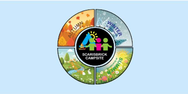 Scarisbrick Campsite logo showing four seasons around camping.