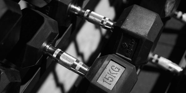 Dumbbells on rack 