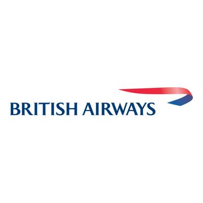 British Airways logo with stylized red and blue ribbon.