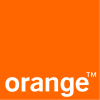 Orange logo with trademark symbol on a bright orange background.