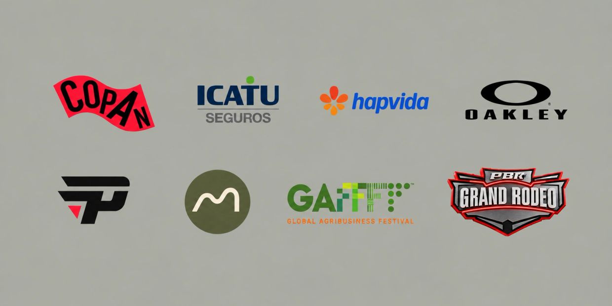 Logos de várias empresas em fundo cinza.