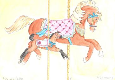 Mother and child carousel horses