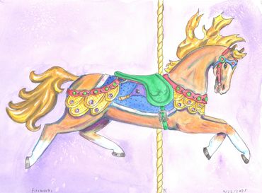 Golden carousel horse