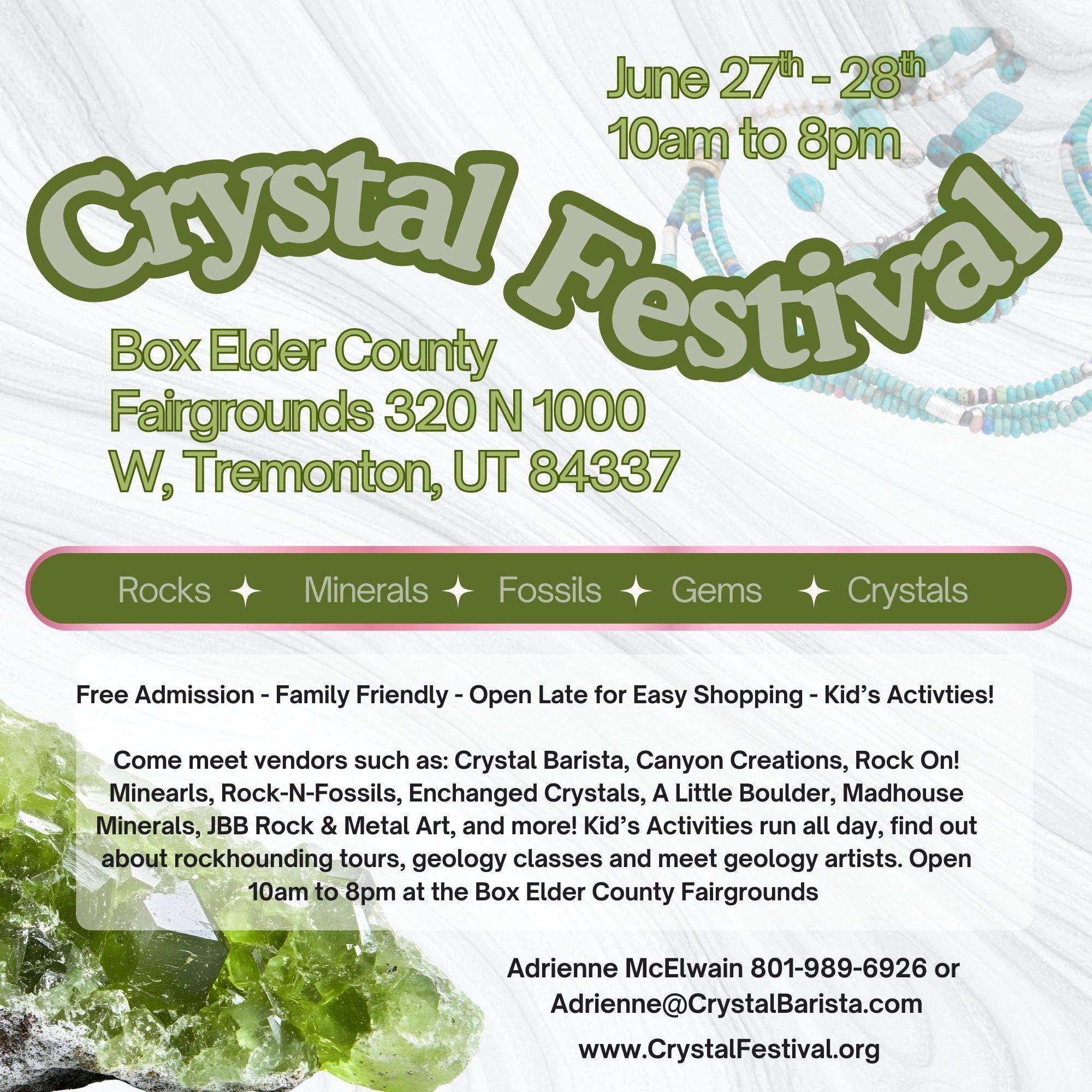 Crystal Festival – Rock, Mineral, Gem, Crystal & Fossil Show
Box Elder County Fair Grounds