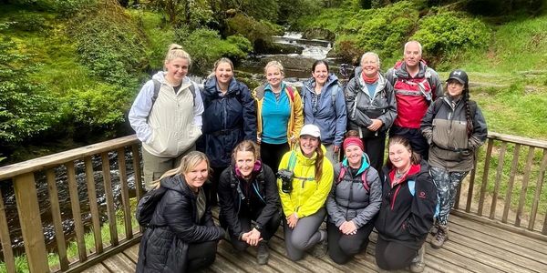 Group on a guided walk in the forest