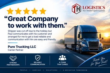 Testimonial praising reliable and friendly service by TH Logistics.