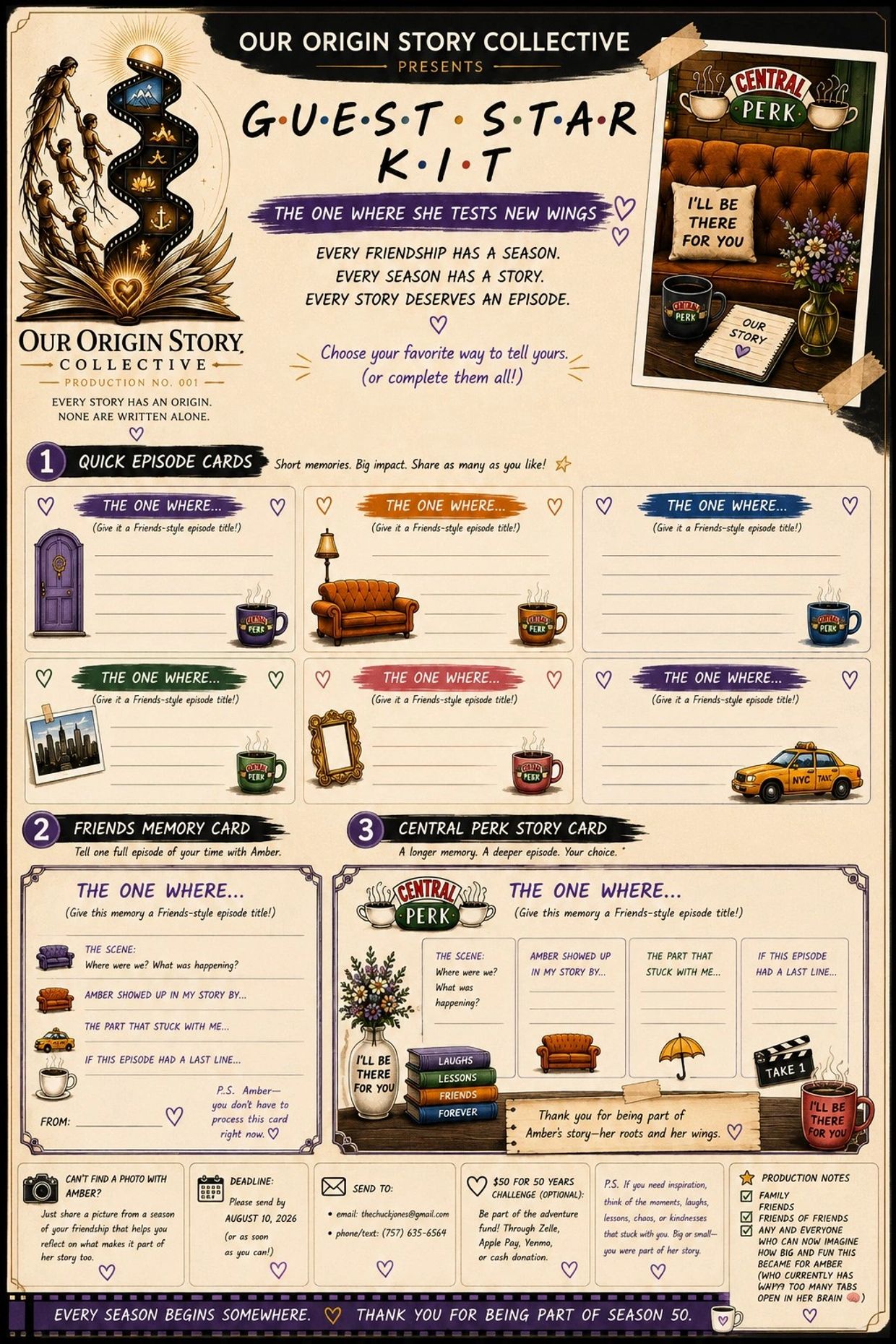 Our Origin Story Collective's Guest Star Kit inspired by Friends TV show.
