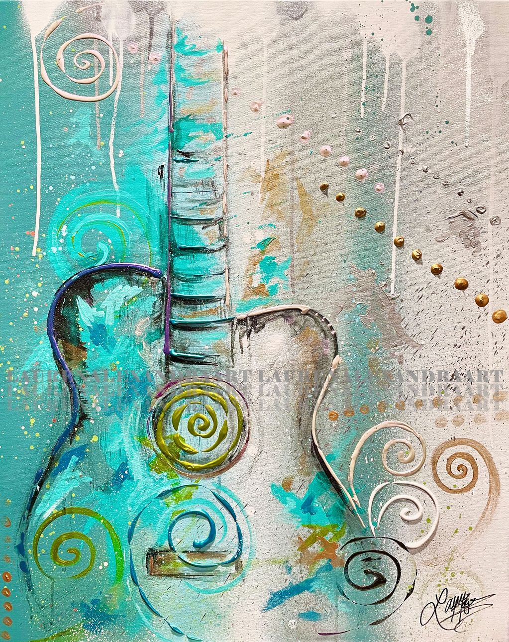 Guitar Art, Abstract, Painting, Music Art