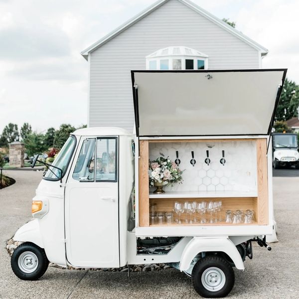 Cocktail hour at a wedding venue.