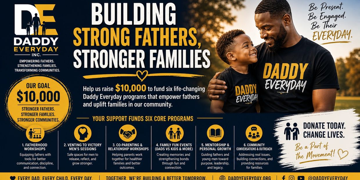 Fundraising for Daddy Everyday empowers fathers and strengthens families with workshops and community support.