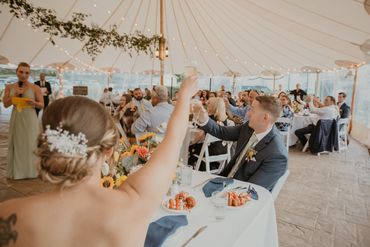 Wedding reception speech under the tent