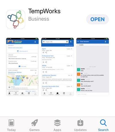 Tempworks app