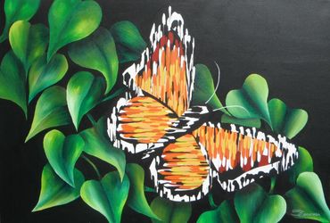 Monarch butterfly acrylic painting by artist Erica Castaneda