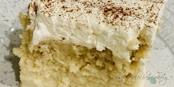 a slice of traditional tres leches cake