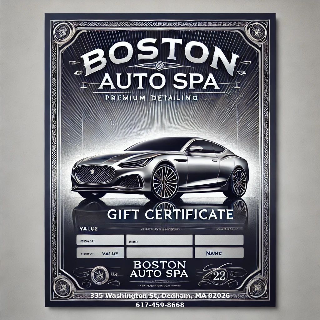 “At this time, Boston Auto Spa offers gift certificates exclusively in-store at our shop location. G