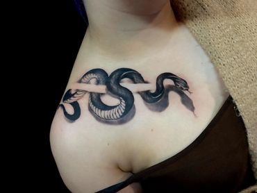 Snake tattoo black and gray