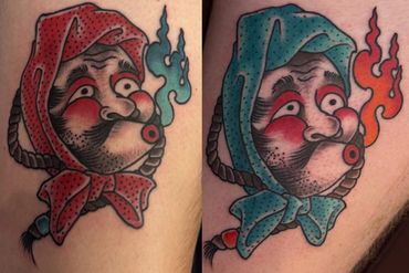 Matching smoking tattoos