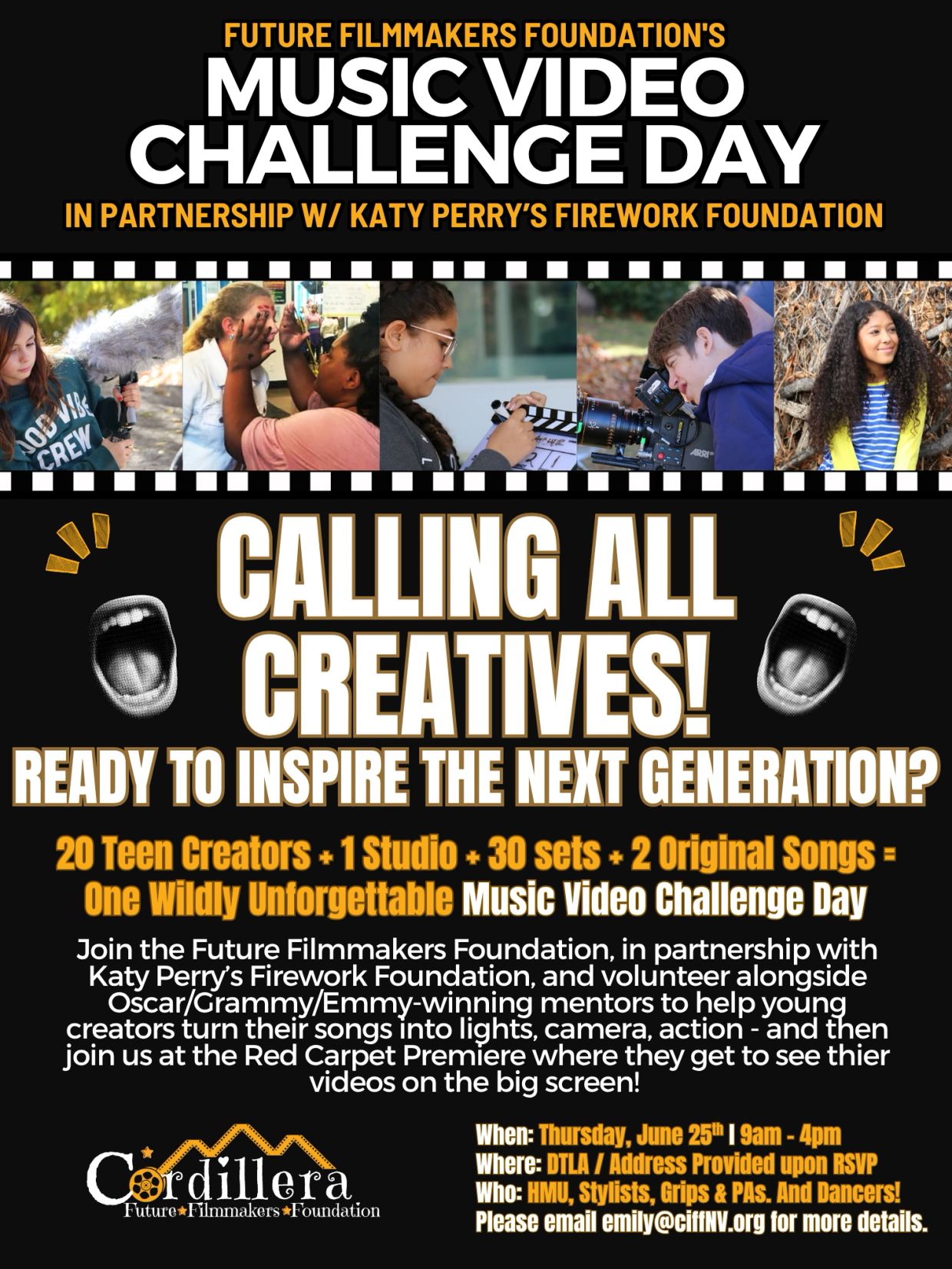 Future Filmmakers Foundation invites creatives to a Music Video Challenge Day with Katy Perry's Firework Foundation.