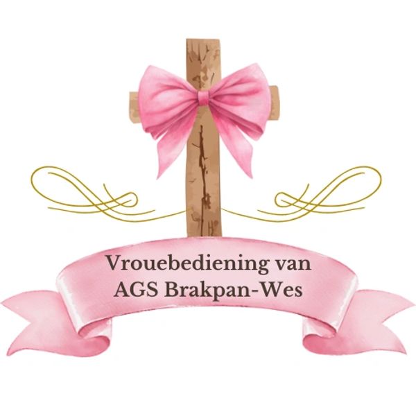 Cross with a pink bow and ribbon banner.