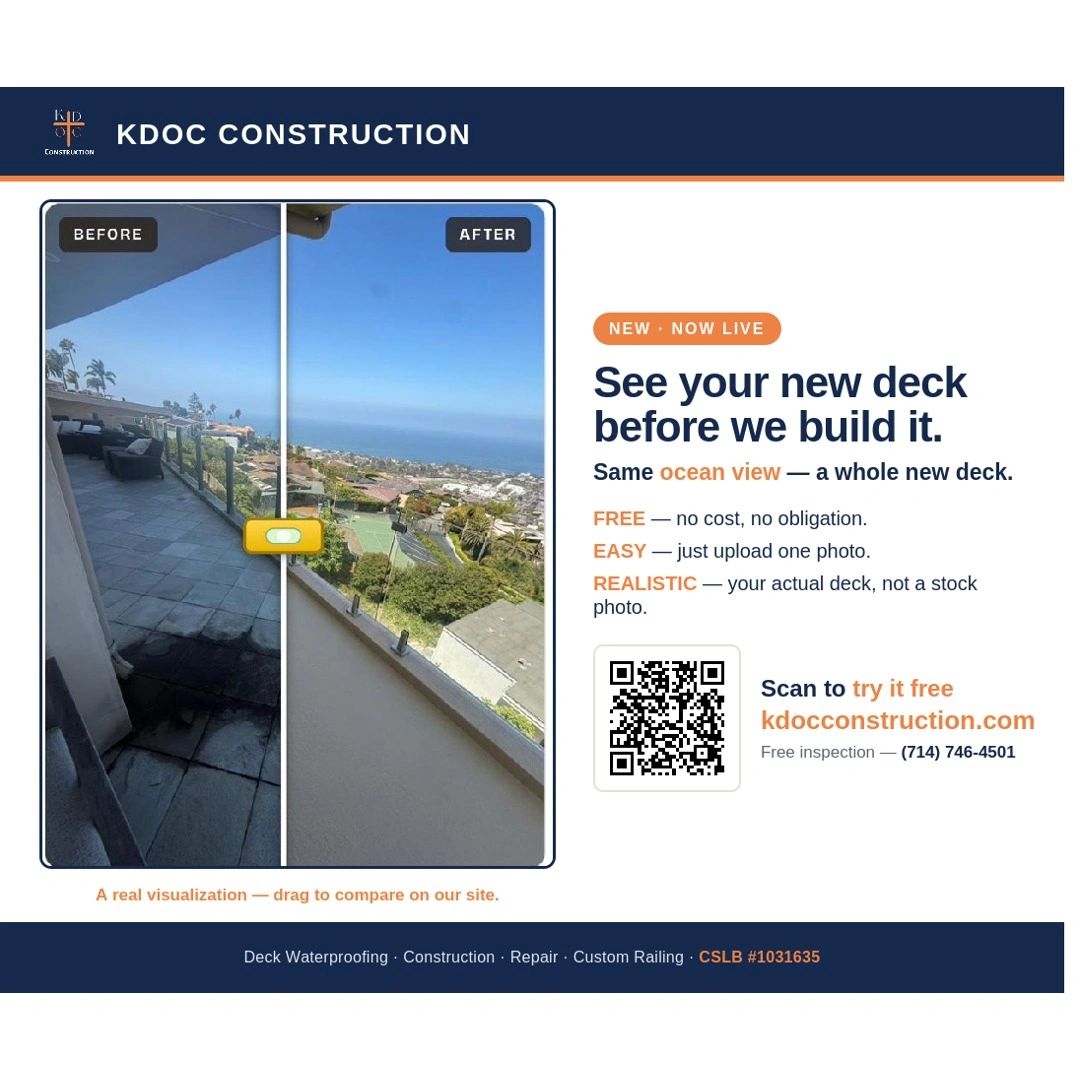 Deck Waterproofing in Newport Beach, CA | KDOC Construction