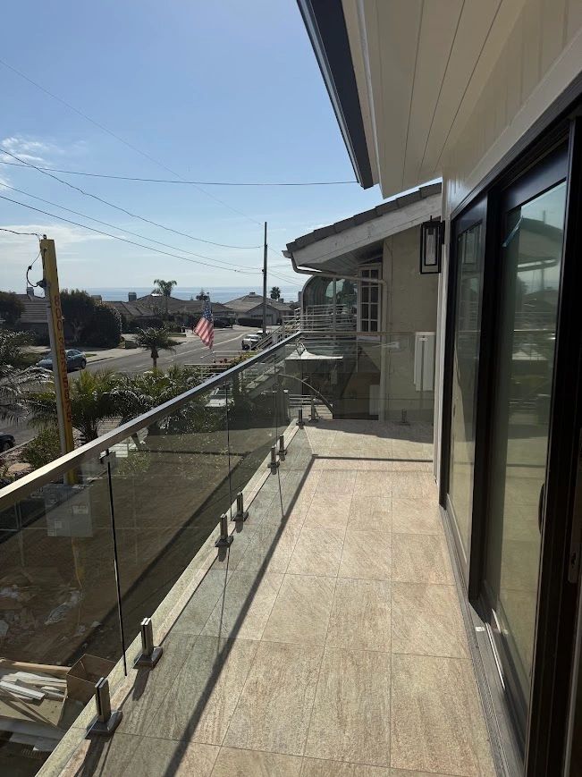 Waterproof deck & frameless glass railing, Dana Point