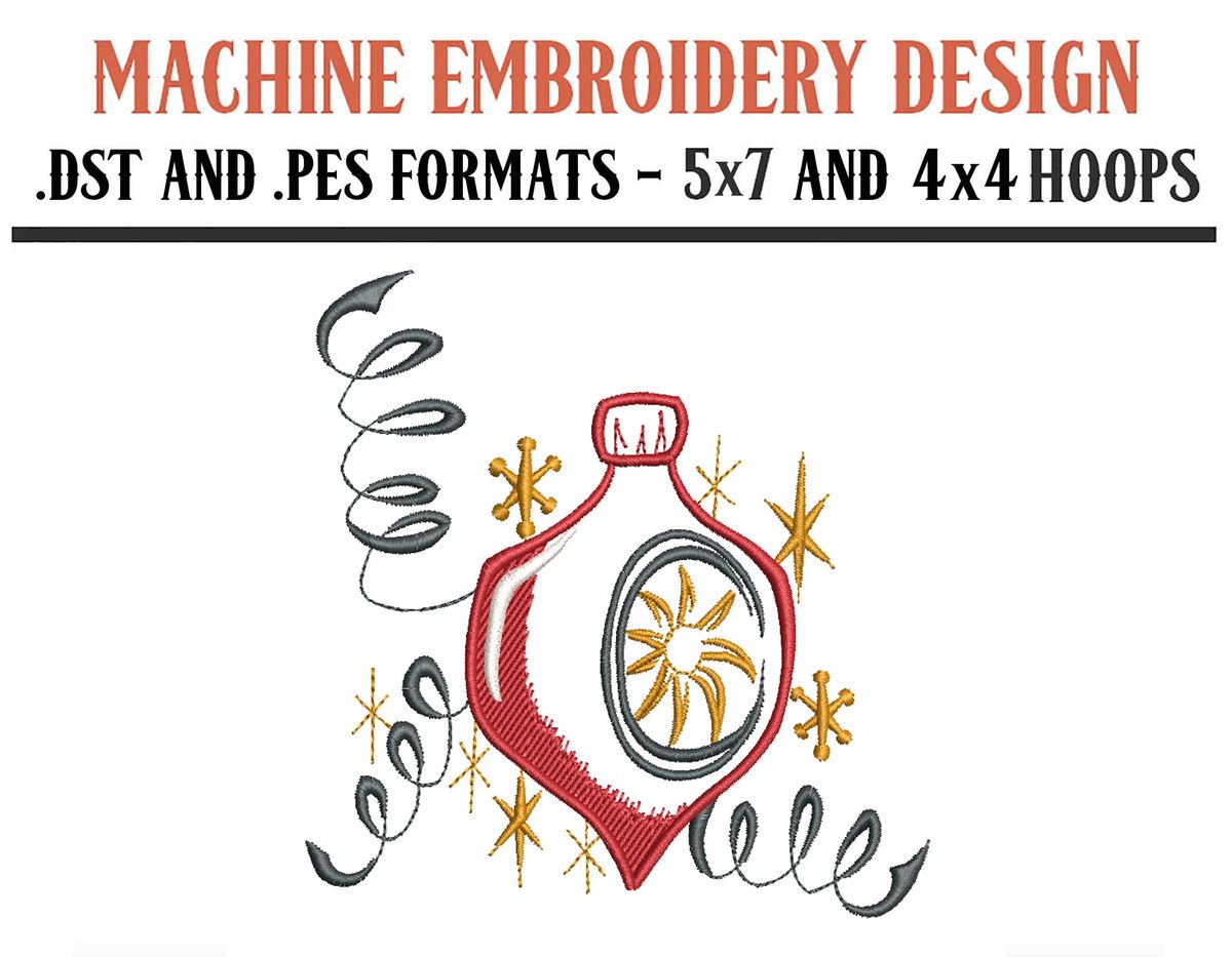 Vintage Ornament with Ribbons -Machine Embroidery Design - 5x7 and 4x4 ...