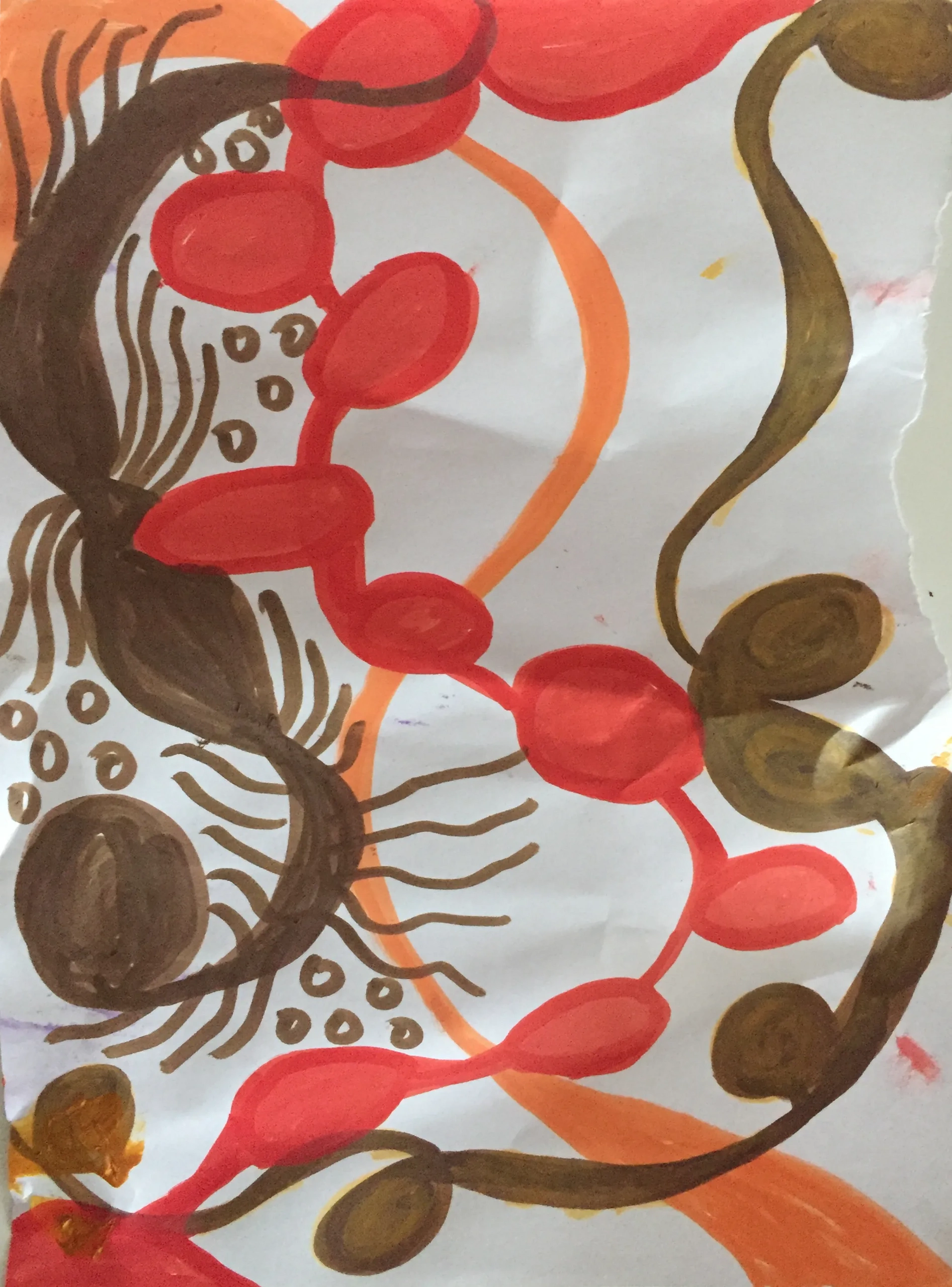 Abstract sketch using acrylic pens on tiny acrylic paper.