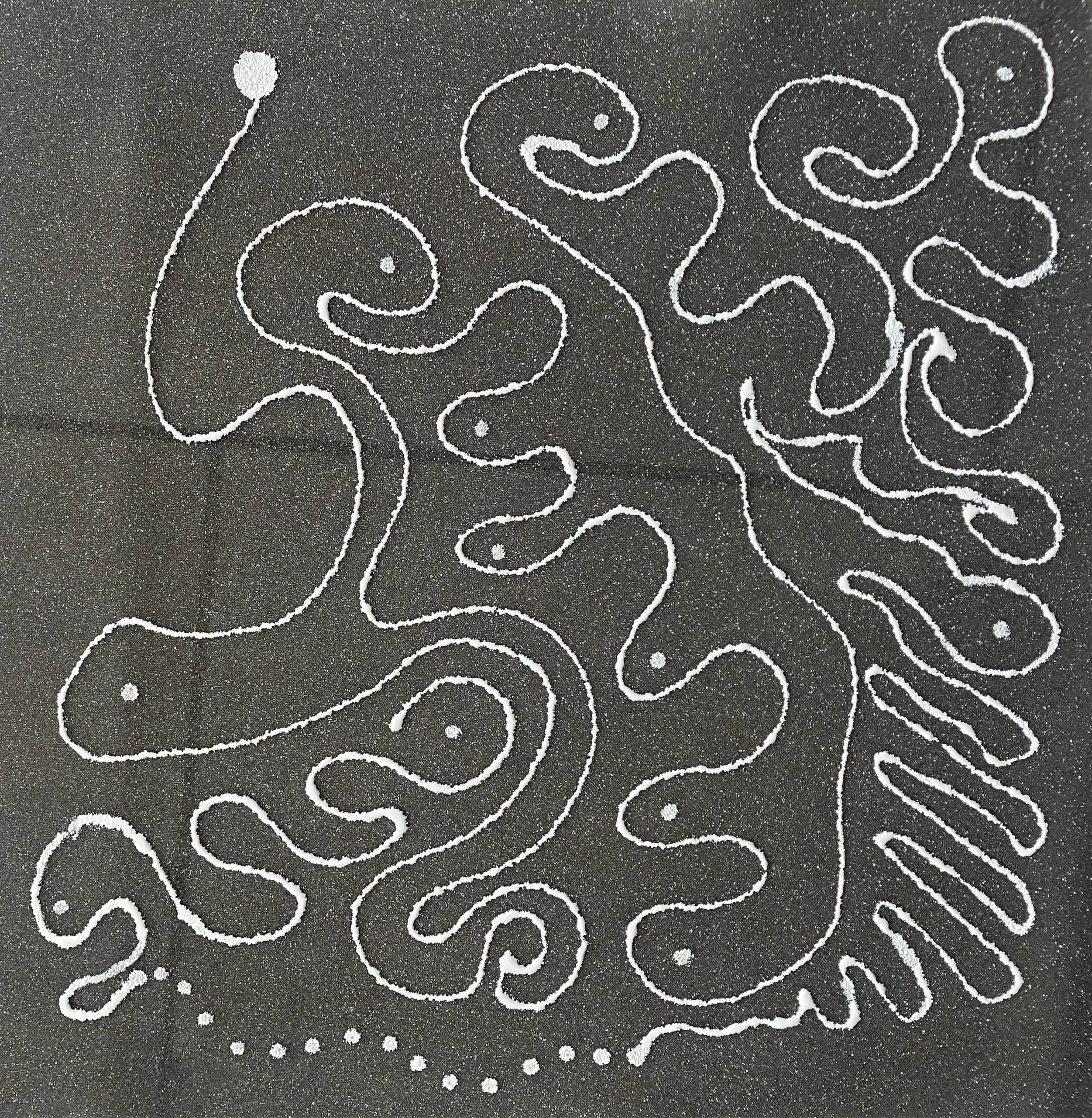 Abstract painting of a doormat using acrylic on foam