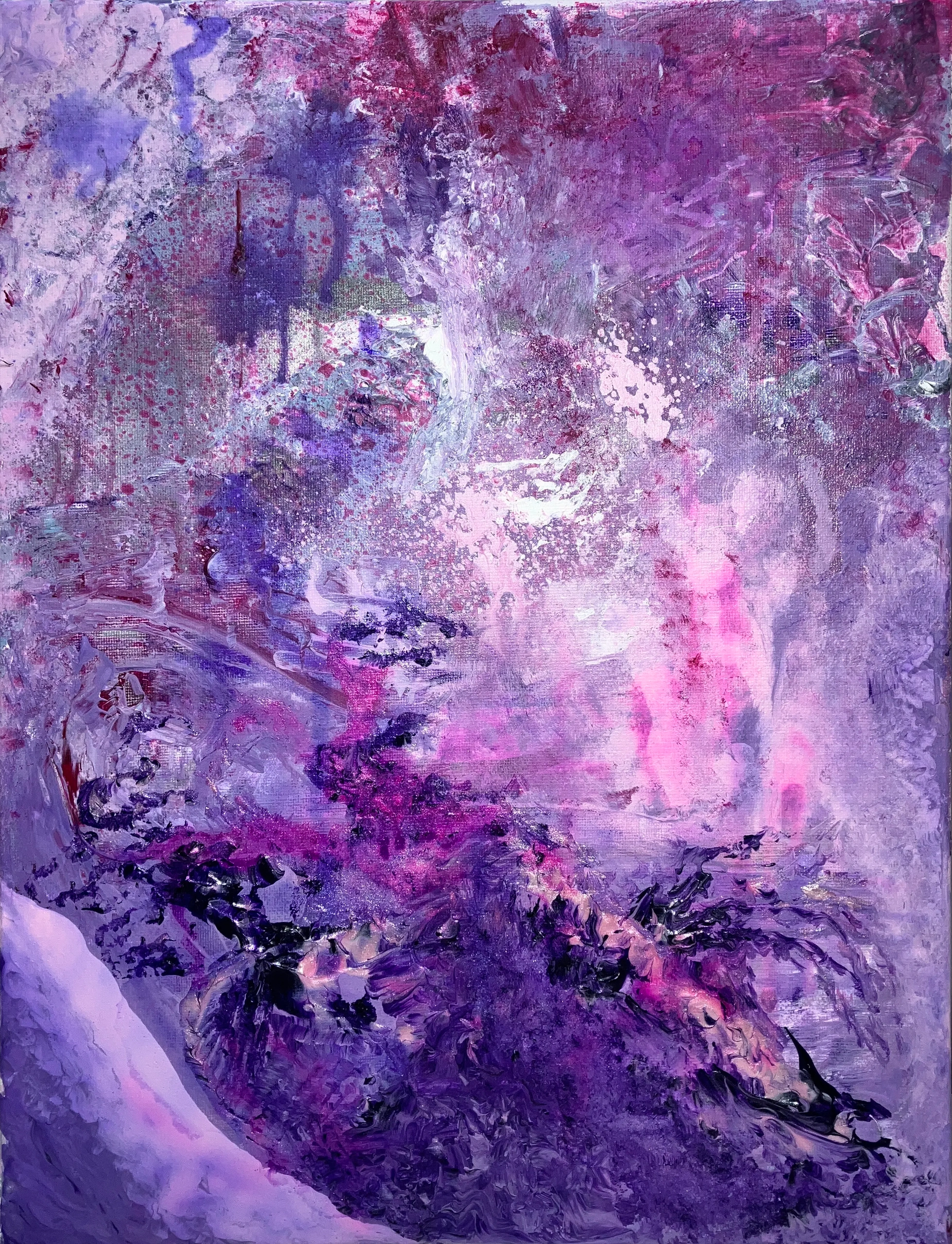 Abstract painting of dreaming using 3D acrylic medium, acrylic and inks on medium canvas.