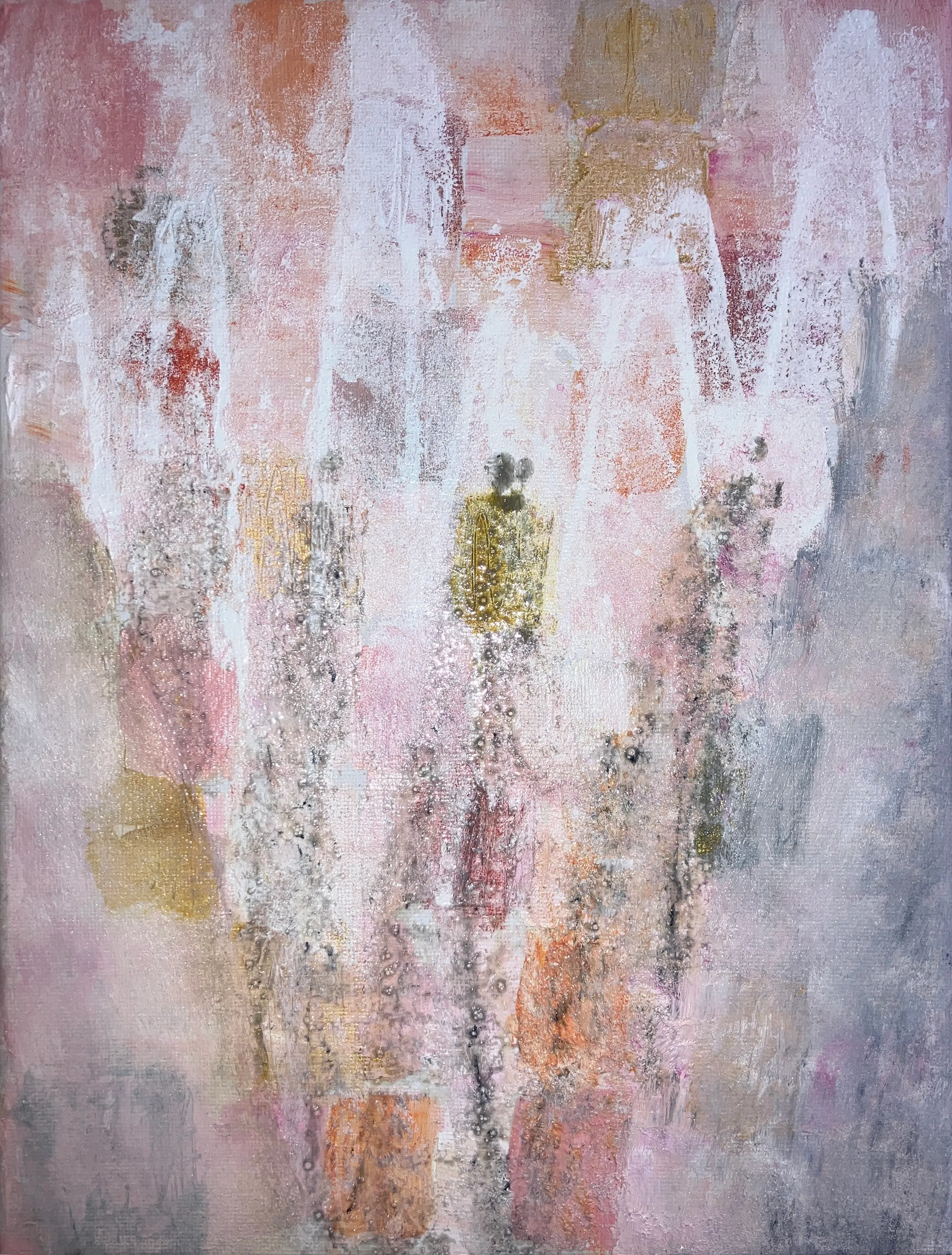 Abstract portrait using acrylic and ink on small canvas.