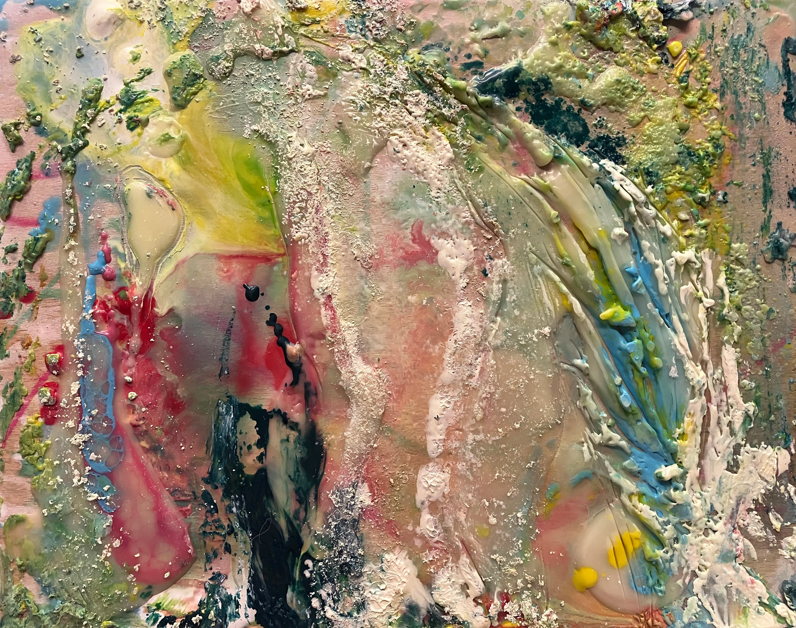 Encaustic wax study on small wood