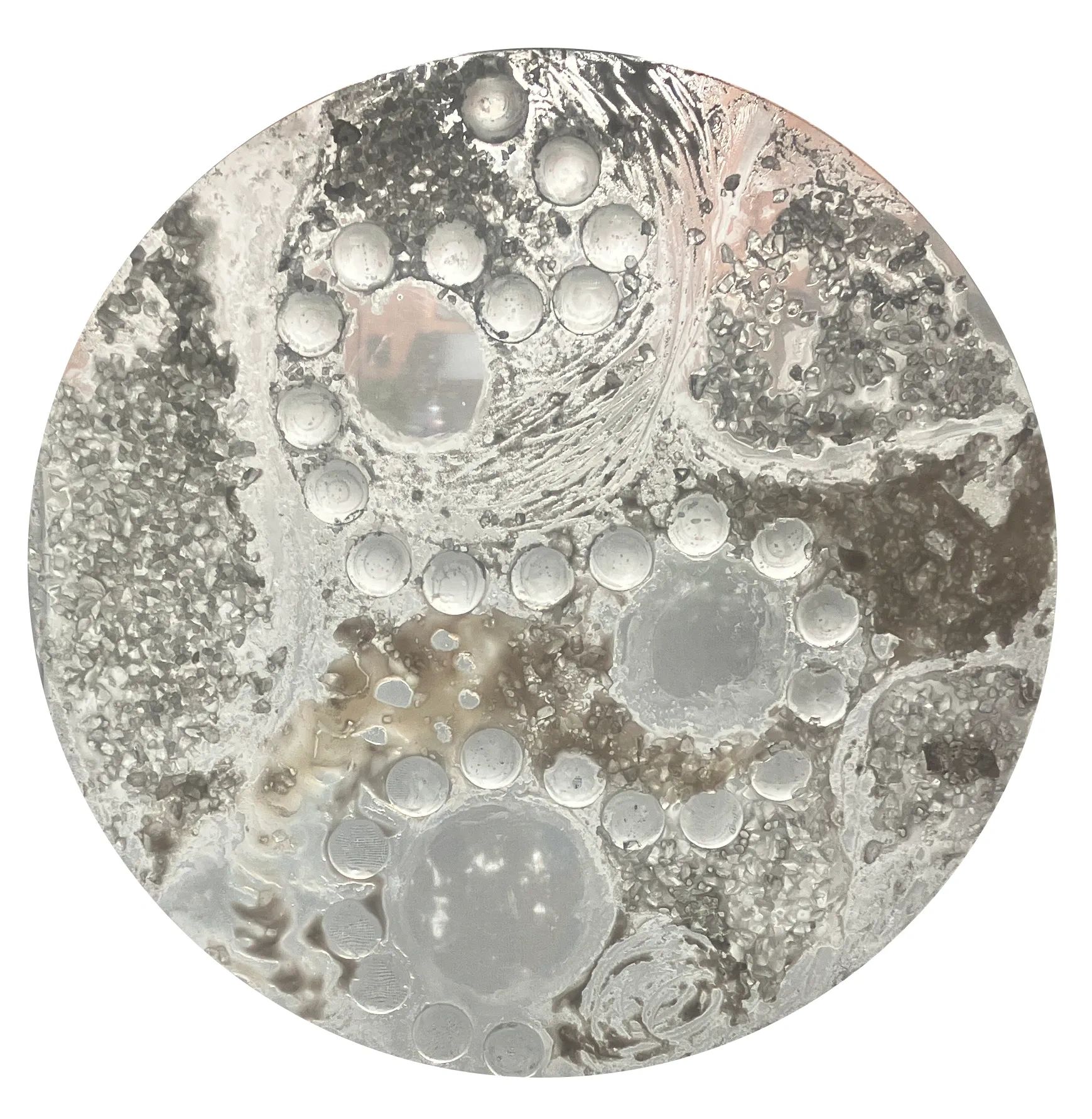 Abstract painting of honesty using transparent 3D acrylic media and glass and salt on medium acrylic