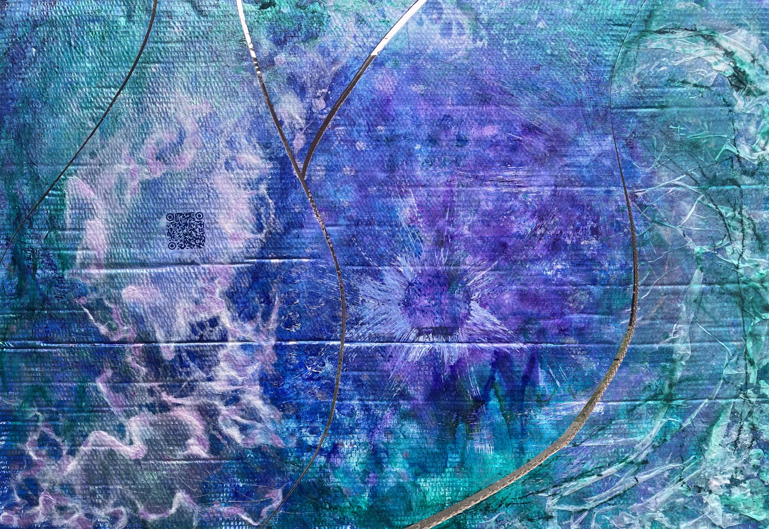 Immersion Abstract painting of Immersion using acrylic and mixed media on cardboard and mirrored vin