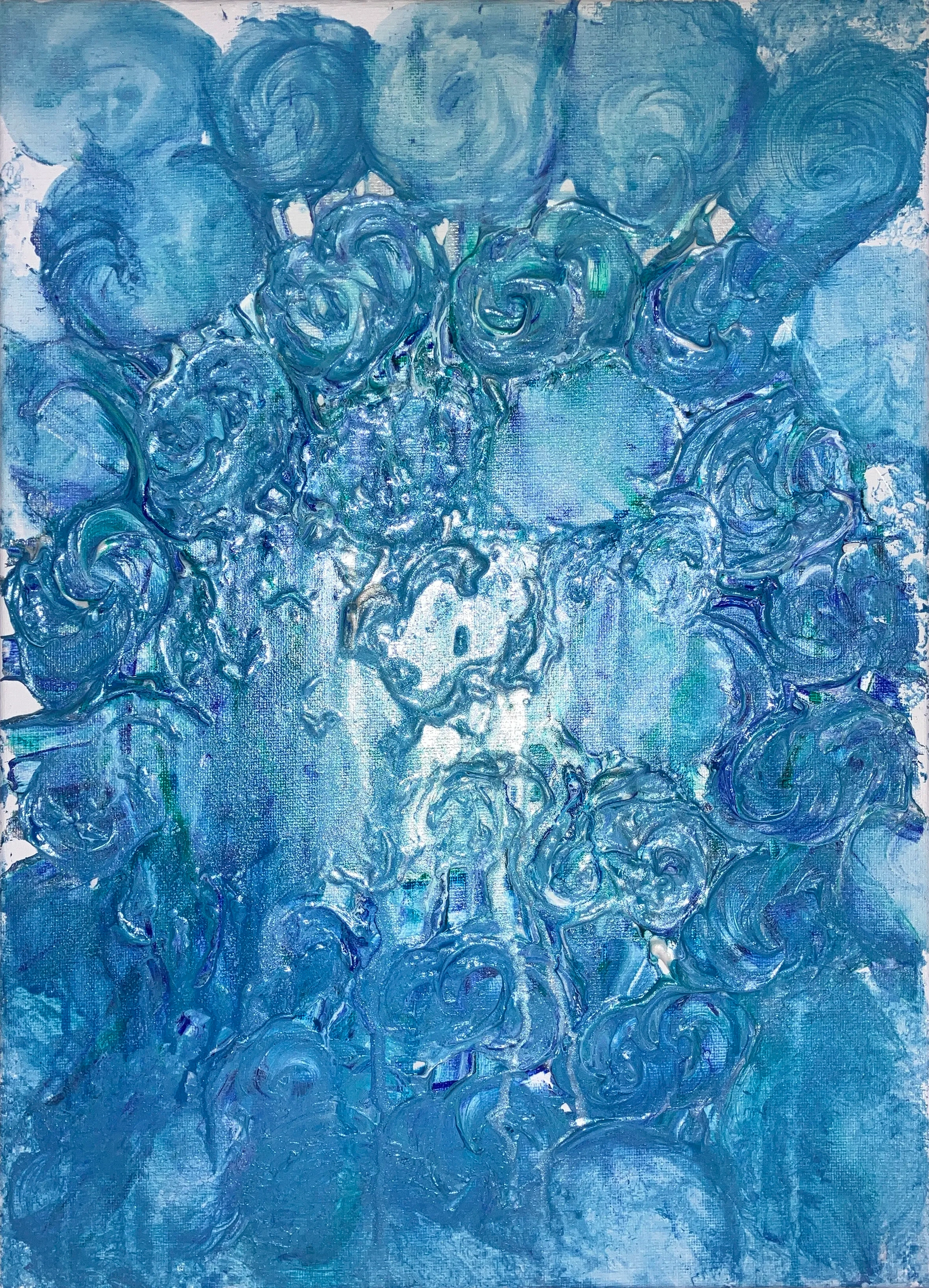 Abstract painting of introspective thoughts using 3D acrylic medium and acrylic on medium canvas.