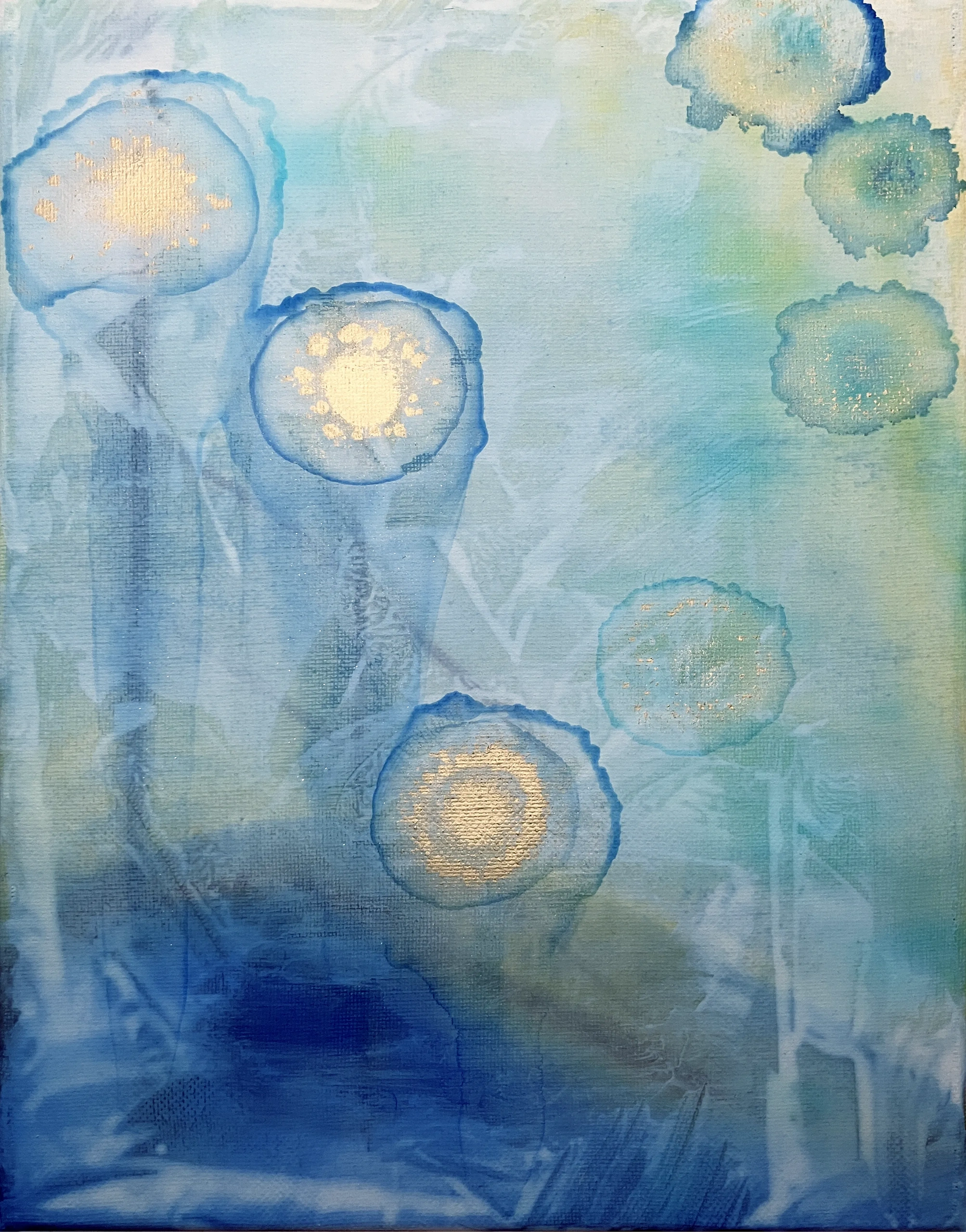 Abstract portrait using acrylic and ink on small canvas.