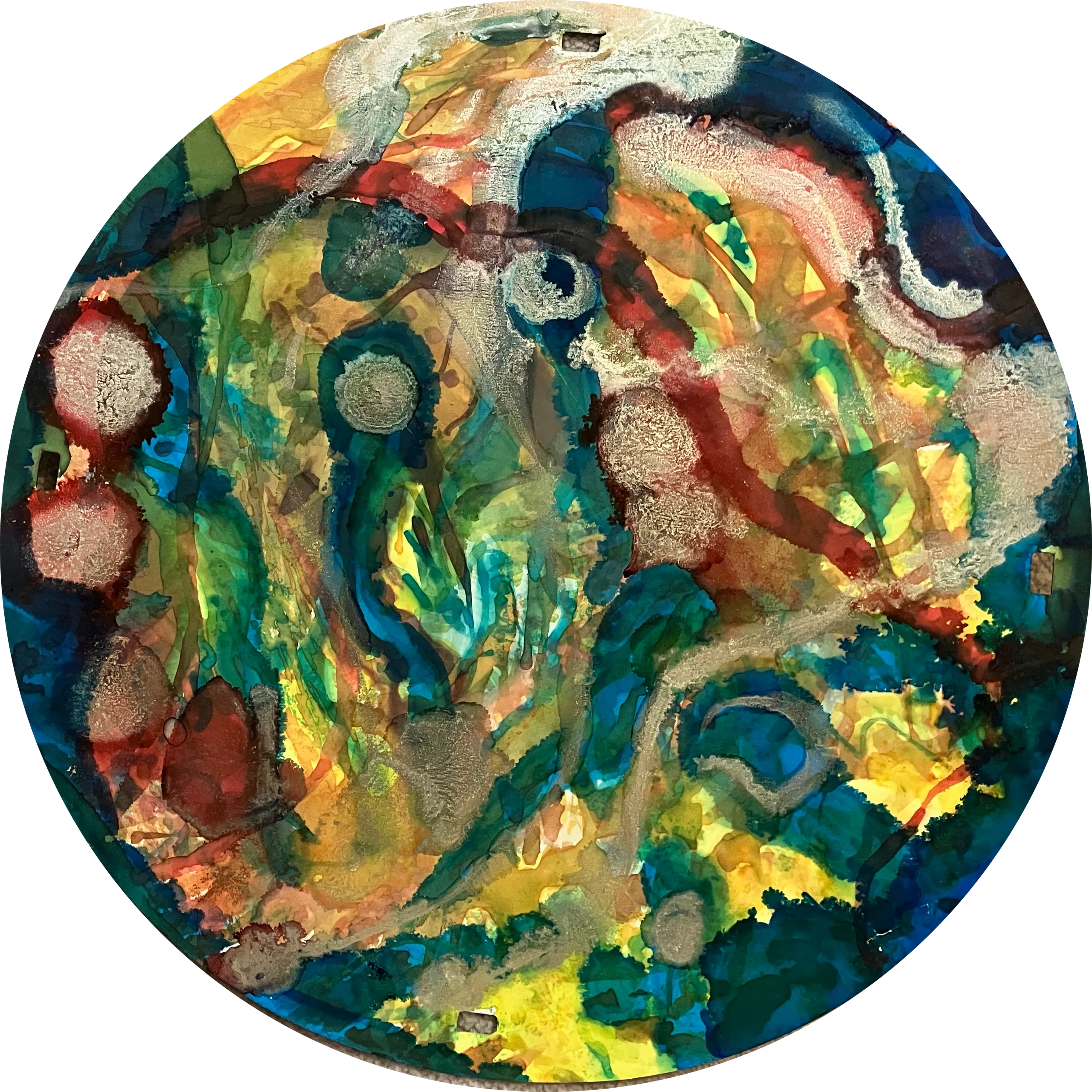 Abstract painting of indifference using  inks on cardboard.