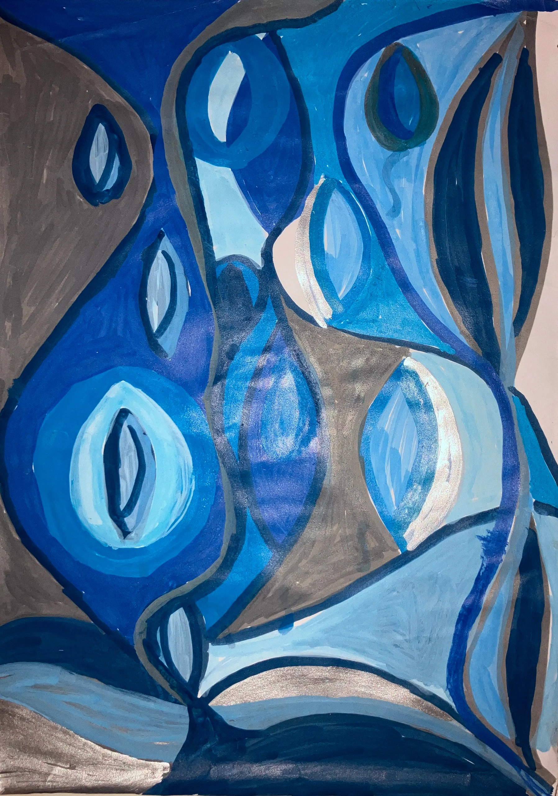 Abstract sketch using acrylic pens on tiny acrylic paper.