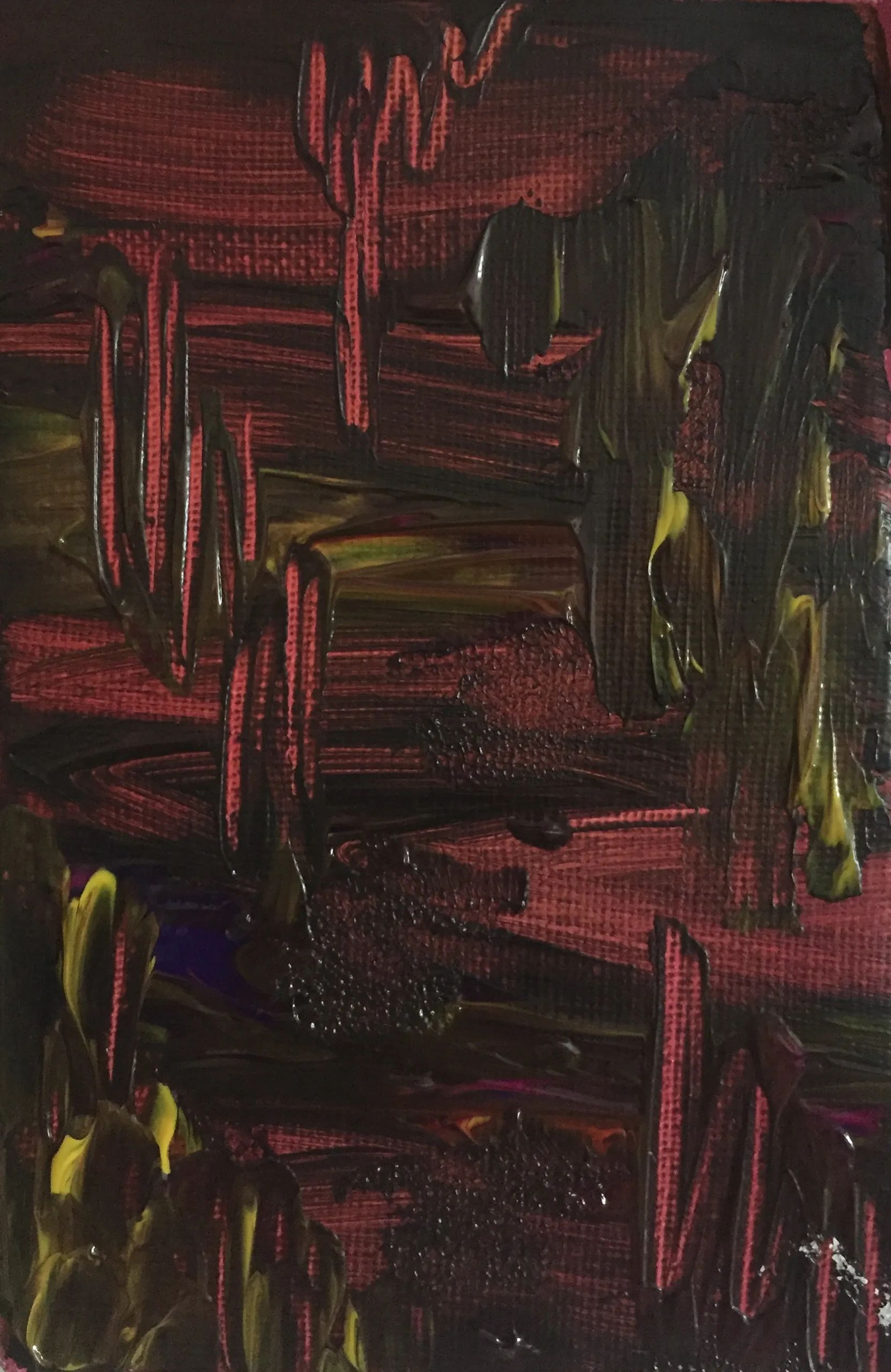 Abstract painting of loneliness using acrylic on tiny canvas.