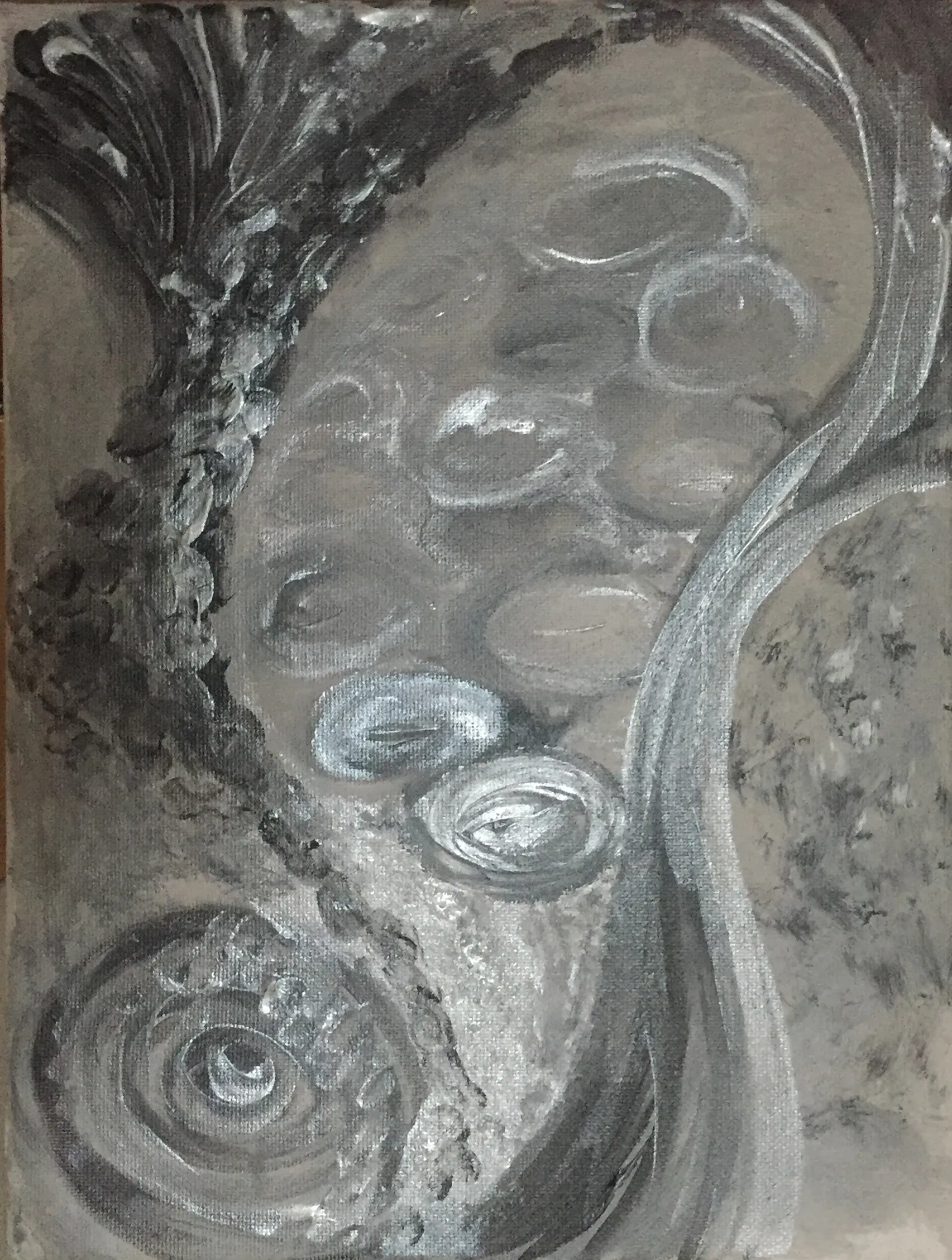 Abstract painting of loneliness using acrylic on small canvas.