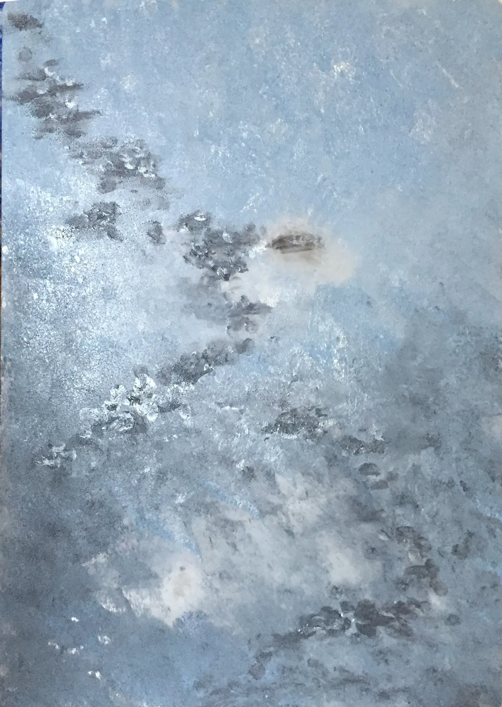 Abstract painting of falling autumn leaves using acrylic on medium acrylic mirror.