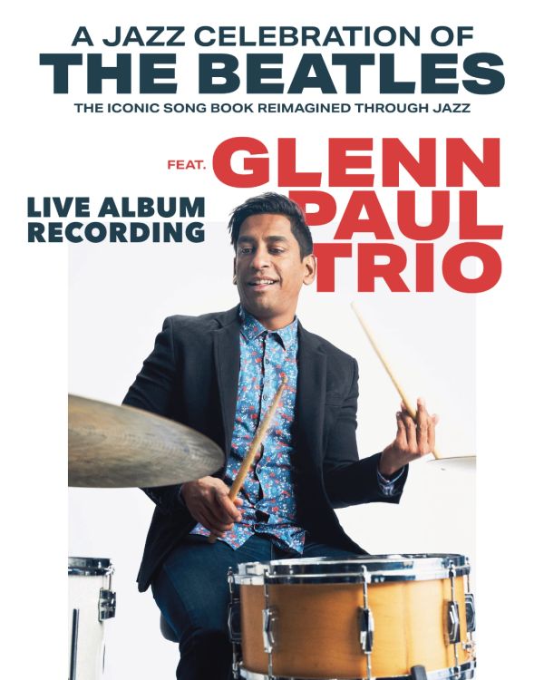 Jazz tribute album cover featuring Glenn Paul Trio playing drums.