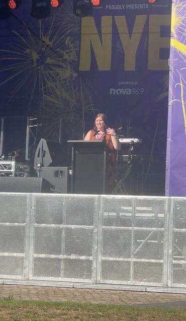 Jayne Christian delivering the Welcome at City of Parramatta NYE