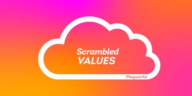 Logo with cloud and 'Scrambled VALUES' text