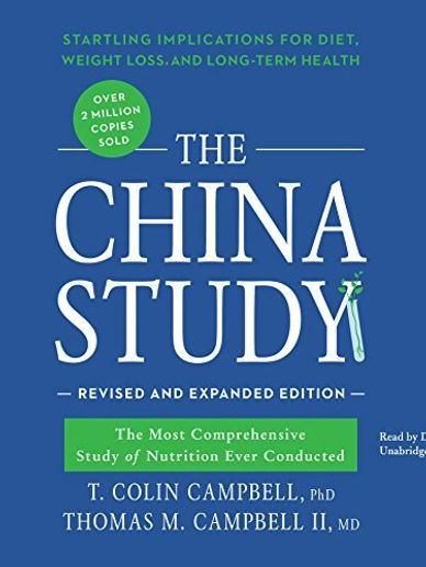 Cover of 'The China Study' book on nutrition and health.