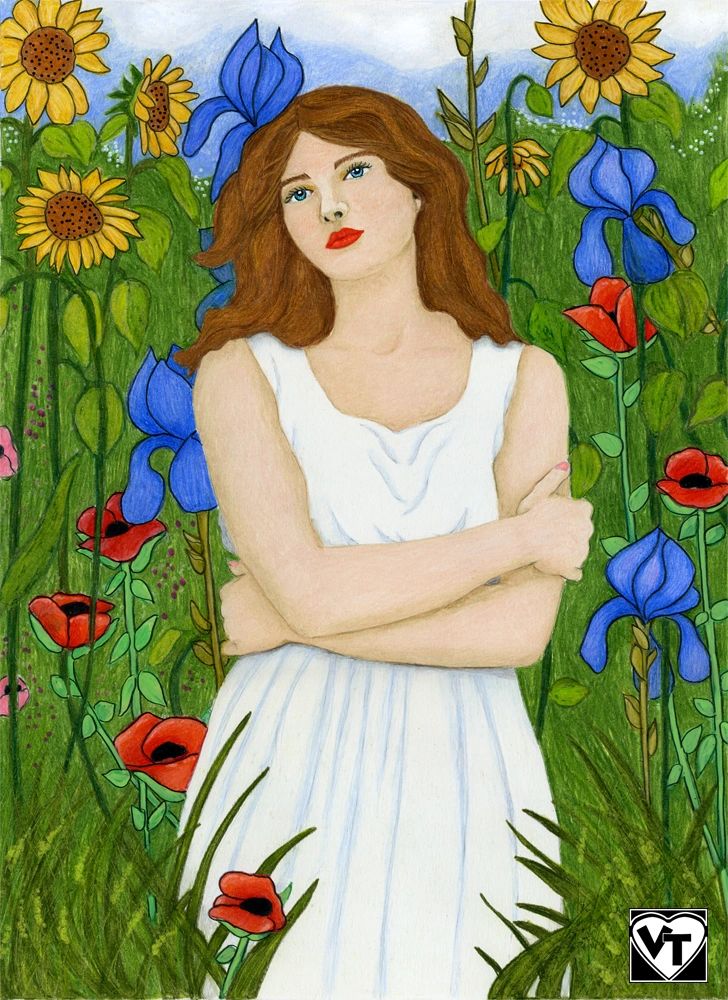 "Alone with Her Thoughts"
Colored Pencil & Acrylic Marker on Paper, 18" x 24"

Giclee prints