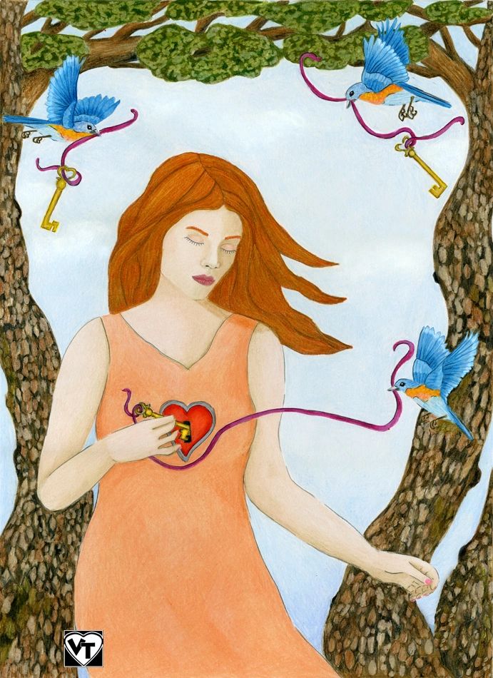 "Unlock My Heart"
Colored Pencil, Gauche on Paper
Original, Giclee prints, notecards